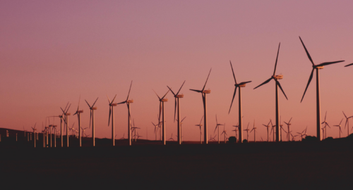 Windmills at sunset